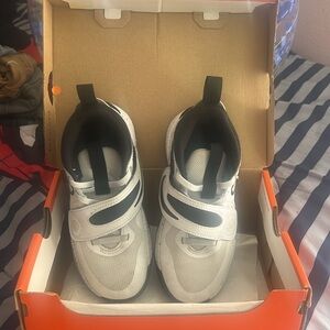 Nike White and Black Sneakers with Velcro Straps